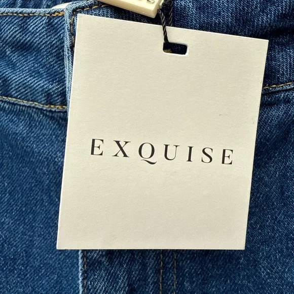 Exquise Aleron Wide Leg Jeans Womens 6 High Rise Button Sailor Blue Denim - Picture 10 of 12